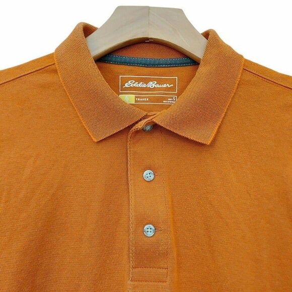Eddie Bauer Polo Shirt Mens Small Orange Travex Short Sleeve Golf Outdoor - Picture 2 of 9